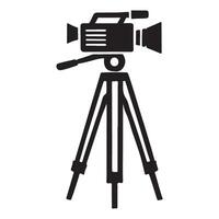 Silhouette Illustration of a Professional Camera on Tripod vector