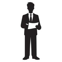 Silhouette Businessman Illustration Design Standing with Checklist Document vector
