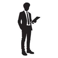 Business Man Holding Tablet Silhouette Graphic Illustration Stock Image vector