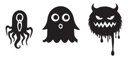 Illustration of Spooky Ghost Character Halloween Set vector