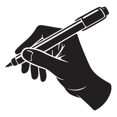 Hand Holding Pen Silhouette Creative Writing Design