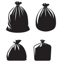 Black Trash Bag Silhouette for Waste Management and Environment vector