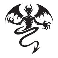 Devil Silhouette Illustration Graphic Art Devilish Halloween vector