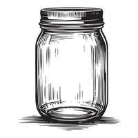 Empty Mason Jar Engraving Illustration Rustic Design Ideas vector