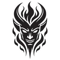 Silhouette Devil Head Graphic with Flames Design Elements vector