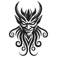 Detailed Devil Silhouette Face Illustration Design Elements vector