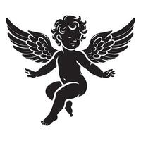 Black Silhouette Cupid Illustration Graphic Design Elements vector