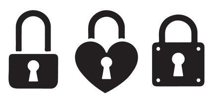 Silhouette Secure Padlocks Design Icon for Various Projects vector