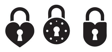 Lock Silhouette Various Shapes for Security Concept Art vector