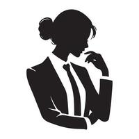 Thoughtful Business Woman Silhouette Graphic for Professionals vector