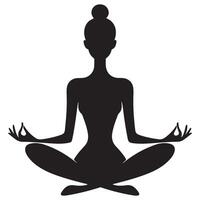 Calm Woman Silhouette Practicing Meditation Yoga Pose vector