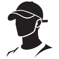 Stylish man wearing a cap silhouette illustration design vector
