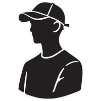 Man with Baseball Cap Silhouette Illustration Style Profile vector