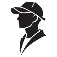 Man Wearing a Baseball Cap Silhouette Illustration vector