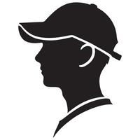 Man Silhouette Profile with Cap Headshot Side View vector