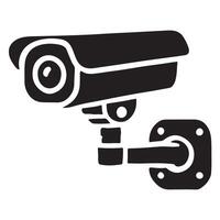 Security camera silhouette illustration CCTV surveillance system design element vector