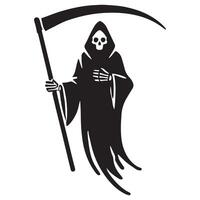 Classic Silhouette Grim Reaper With Scythe Design Element vector