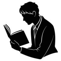 Focused Reader Enjoying a Book in Solitude vector