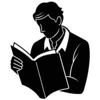 Thoughtful Reader Captured in a Striking Silhouette vector