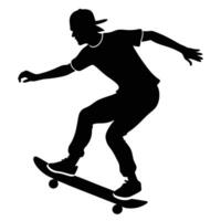 Dynamic Silhouette of a Man Skateboarding in Motion vector