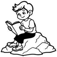 High-Resolution Boy Reading Silhouette Art vector