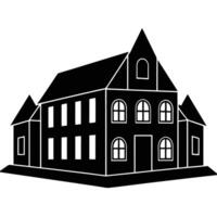 High-Resolution Building Line Art Silhouette Art vector