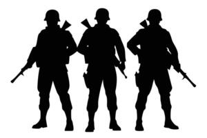 Silhouette of Soldiers with Dynamic Poses for Posters vector