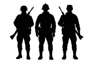 Silhouette of Soldiers Symbolizing Unity and Courage vector