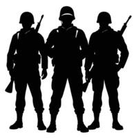 Silhouette of Soldiers Walking Through the Fog vector