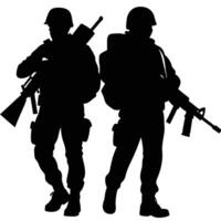 Silhouette of Soldiers in Action for Posters and Prints vector