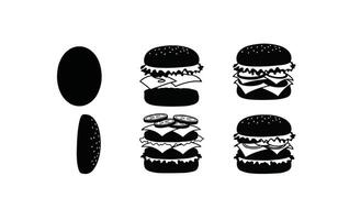 Melting Cheese Yummy Burger Set With Crispy Buns vector