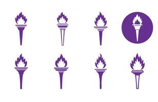 Olympic Torchlight Set Flaming Torch Icons vector