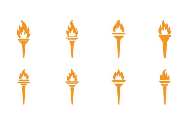 Flaming Torch Icons Set for Olympic Games