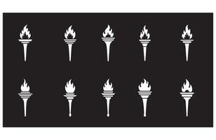 Olympic Torchlight Icons Glowing Torch Set vector