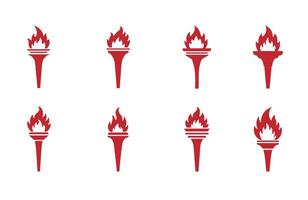 Flaming Torch Icons Olympic Torchlight Set vector