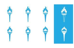 Flaming Torch Icons Set for Legendary Games vector