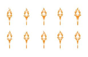 Shiny Olympic Torchlight Icons Flaming Set vector