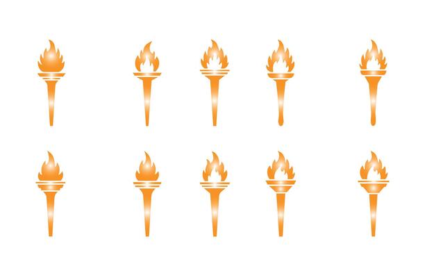 Glowing Flaming Torch Icons Olympic Torch Set
