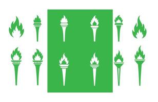 Classic Flaming Torch Icons Olympic Torchlight vector
