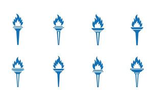 Flaming Olympic Torchlight Icons Classic Set vector