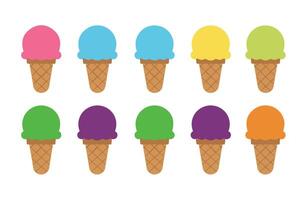 Tasty Colorful Ice Cream Icons Chocolate Set Design vector