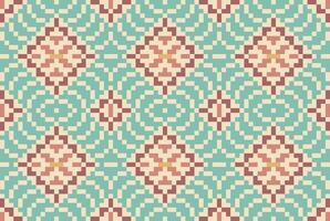Aztec Pixel Geometric Abstract Patternfolk Embroidery, Aztec Geometric Ornament Print. Design for Carpet, Wallpaper, Clothing, Wrapping, Fabric vector