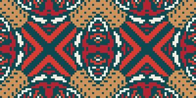 Fabric Texture Geometric Pattern Designfolk Embroidery, Aztec Geometric Ornament Print. Design for Carpet, Wallpaper, Clothing, Wrapping, Fabric vector