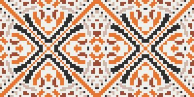 Repeating Pattern Ethnic Motifs Patternfolk Embroidery, Aztec Geometric Ornament Print. Design for Carpet, Wallpaper, Clothing, Wrapping, Fabric vector