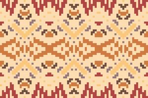 Repeating Pattern Ikat Seamless Patternfolk Embroidery, Aztec Geometric Ornament Print. Design for Carpet, Wallpaper, Clothing, Wrapping, Fabric vector