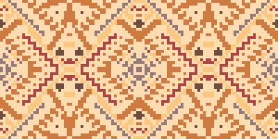 Aztec Pixel Ethnic Ikat Patternfolk Embroidery, Aztec Geometric Ornament Print. Design for Carpet, Wallpaper, Clothing, Wrapping, Fabric vector
