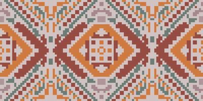 Scandinavian Ikat Kurti Patternfolk Embroidery, Aztec Geometric Ornament Print. Design for Carpet, Wallpaper, Clothing, Wrapping, Fabric vector