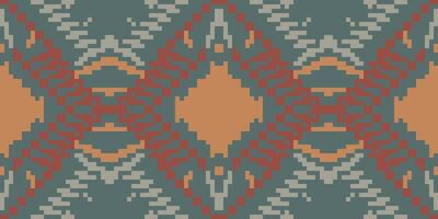 Geometric Pattern Ikat Print Patternfolk Embroidery, Aztec Geometric Ornament Print. Design for Carpet, Wallpaper, Clothing, Wrapping, Fabric vector