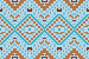 Aztec Pixel Seamless Abstract Geometric Patternfolk Embroidery, Aztec Geometric Ornament Print. Design for Carpet, Wallpaper, Clothing, Wrapping, Fabric vector
