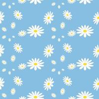 Vintage Daisy Pattern Drawing. Retro Seamless Pattern With Daisy Flower on Color Backgrounds . Cute Floral Print. vector